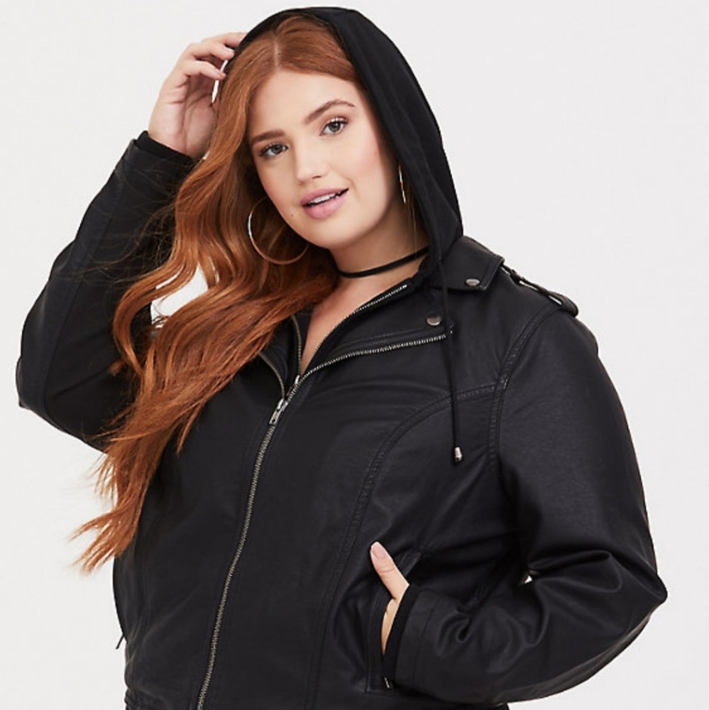 Torrid NWT 2fer hooded moto jacket 3 (3x/22/24)